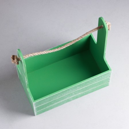 Набор кашпо деревянных 2 в 1 (25.5×15×30; 20×12×23) "Прованс", зелёный-3