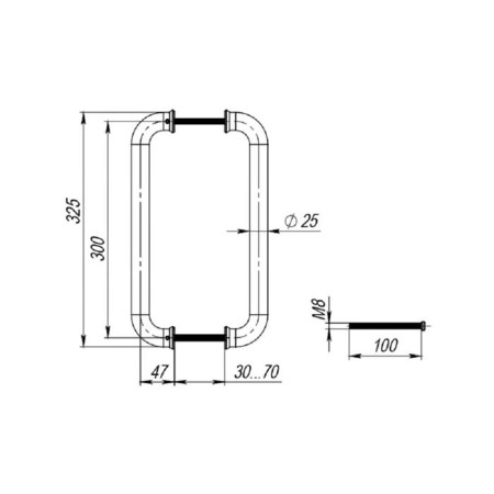PH-21-25/300-INOX handle, stainless steel 201-2