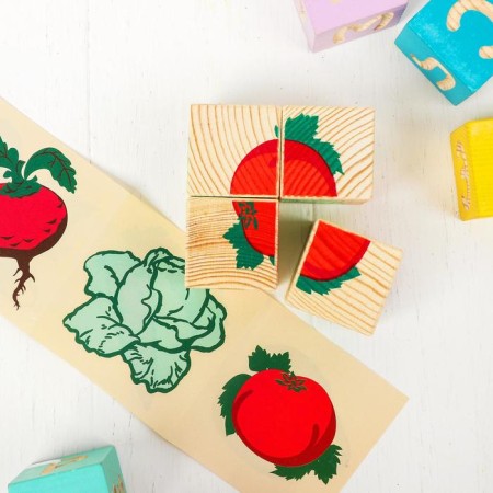 Wooden cubes "Vegetables" 4 elements, volume-5