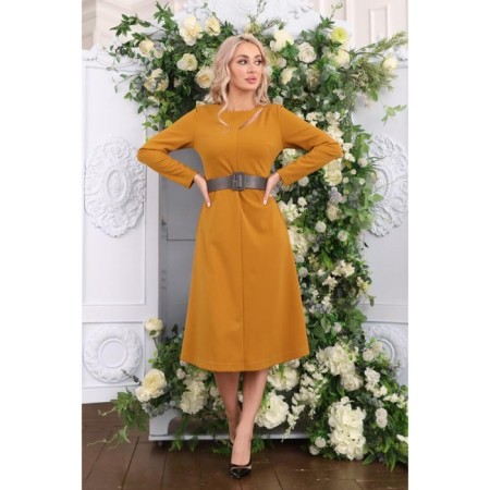 Female dress, size 44, mustard color-12
