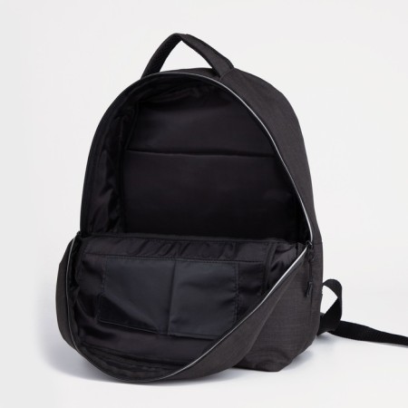 A backpack with a zipper, "saxi", a laptop department, black color-7