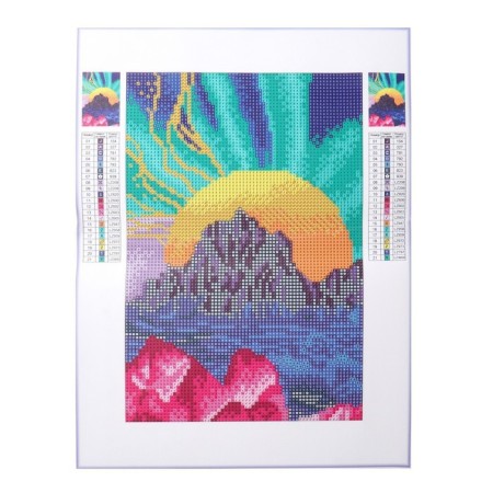 Diamond mosaic with full filling on the canvas "Mountains", 20 x 30 cm-1