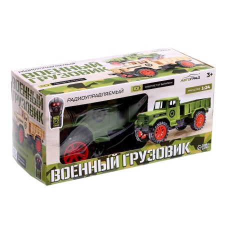 Radio -controlled “military” truck, works on batteries, green color-6