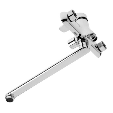 Bath mixer Zein Z3847, single -leaf, pour 30 cm, shower set, watering can 5 dir, chrome-5