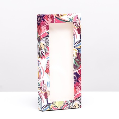 Gift box for tiles of chocolate, with the window "Floral mood", 17 x 8 x 1.4 cm