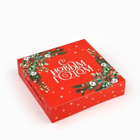 Folding box “Happy New Year!”, Branches, 14 x 14 x 3.5 cm, new year-2