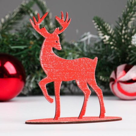 Wooden souvenir "New Year's deer", 15 cm, red