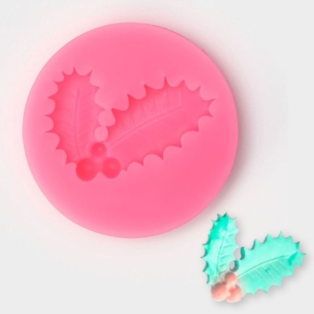 Mold "Leaves with berries", silicone, 5.3 × 5.3 × 1 cm, color mix