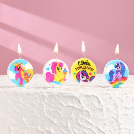 Candles in the pony cake, size 1 candle 4 × 4.4cm, set 4 pcs