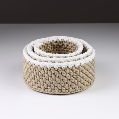 A set of knitted baskets, 3 pcs, polyester fiber, olive-2