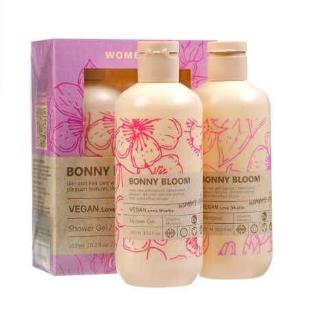 Gift set for women Vegan Lovestudio Bonny Bloom: gel, 300 ml + shampoo, 300 ml