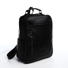 Male backpack on a zipper, 4 outer pockets, black color