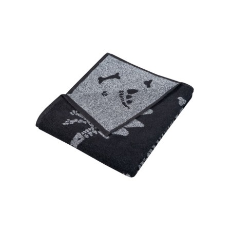 Terry towel Bones, size 50x90 cm, black color-3