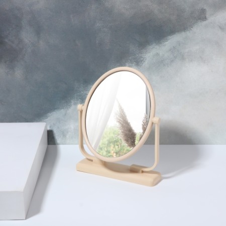 The mirror of the desktop "oval", the mirror surface is 9.5 × 12 cm, the color is beige-2