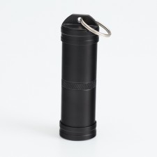 Waterproof keychain-container for small things, black, 7 cm