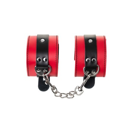 Toyfa Theatre shackles, leather, 28 cm, red color-3
