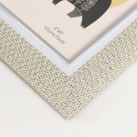 Photo frame plastic 10x15 cm "Weaving beige" Inner silver stroke 20x15 cm-2
