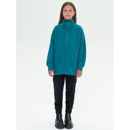 Fleet jacket for girls Pelican, height 158 ​​cm, emerald color-5