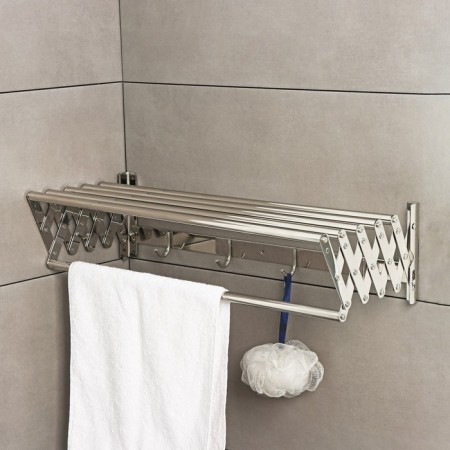 The shelf is sliding with the holder of towels, 4 hooks 14.5 × 12 (35) × 58.5 cm