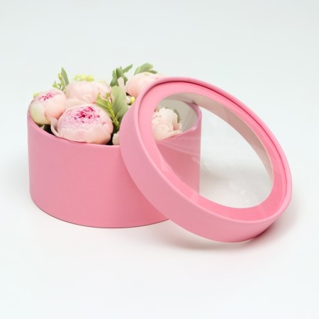 Box - tube 2 in 1, with a transparent lid "Pink", 21 x 11 - 18 x 10 cm-2