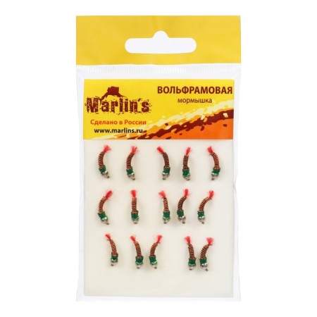Mormyshka tungsten Marlin’s forest, 3.5 mm, 0.45 g, red 14, color nickel, 15 pcs-1