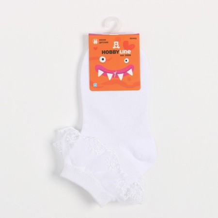 Baby socks with lace, white color, size 14-16-4