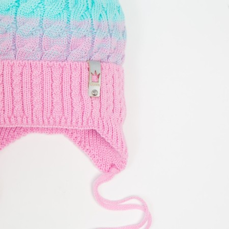 Hat for girls, pink/blue color, size 44-47 cm-1