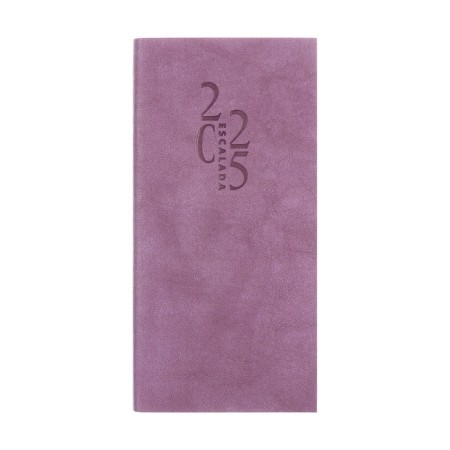 The weekly dated 2025, 80x165 mm, 64 sheets of Escalada, soft leather cover, pancake embossing, block 70 g/m², lilac