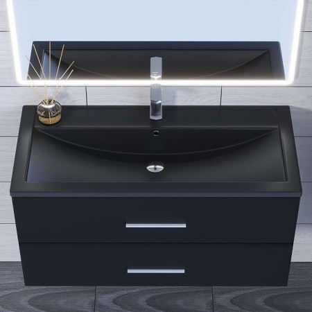 Sink uperwood Foster Quartz 100 cm, quartz, black matte, space-1