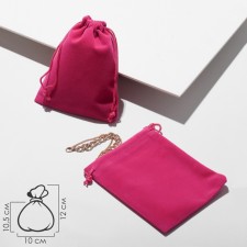 Velvet bag, 10 × 12 cm, bright pink color