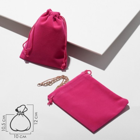 Velvet bag, 10 × 12 cm, bright pink color