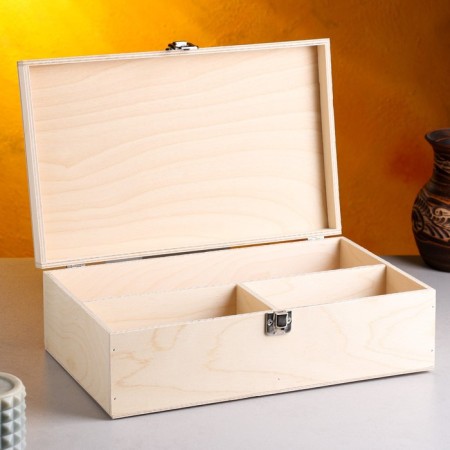 Gift box 34 × 21.5 × 10.5 cm is wooden, with a closing lid, without painting-2