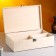 Gift box 34 × 21.5 × 10.5 cm is wooden, with a closing lid, without painting