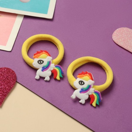 Hair elastic band "Pupsenok" (set 2 pcs) horse, 4 cm, yellow-1