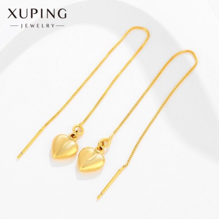 Hanging earrings Xuping chains, heart, color gold