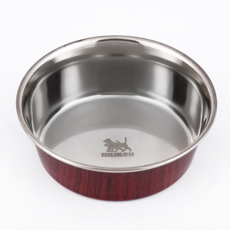 The bowl is round with a non -slip base and print, 450 ml, wood texture-1