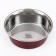 The bowl is round with a non -slip base and print, 450 ml, wood texture