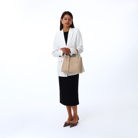 Women's bag with zipper, Textura, average size, beige color-11