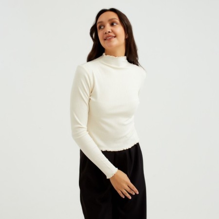 Women's turtleneck Minaku: Basic Line, Ecrew color, size 48