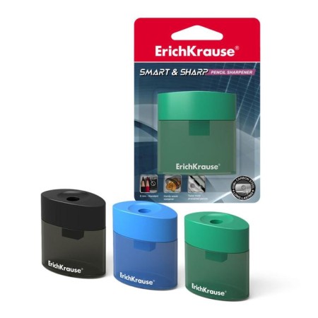 Zapochilok 1 hole Erichkrause Smart & Sharp, with a container, a hole with a diameter of 8 mm, in a blister, mix