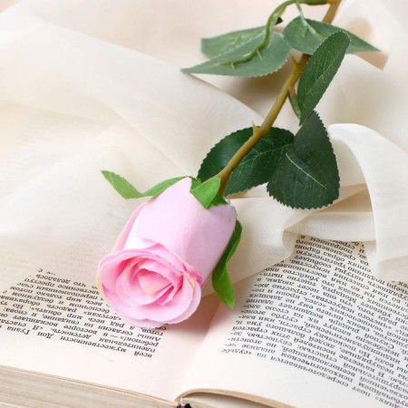 Artificial flowers "Bunny Rose" 5x50 cm, pink