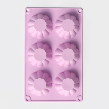 The form for baking the share "Sweets. Puding ”, silicone, 29.5 × 17.5 cm, 6 cells (7.7 × 4 cm), color mix-2