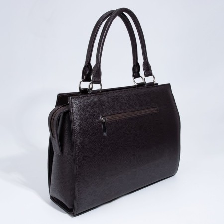 Women's bag El Masta with a zipper, external pocket, long belt, dark brown color-1