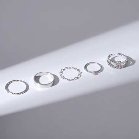 Ring set 5 pieces "perfect fingers" sophistication, color silver-5
