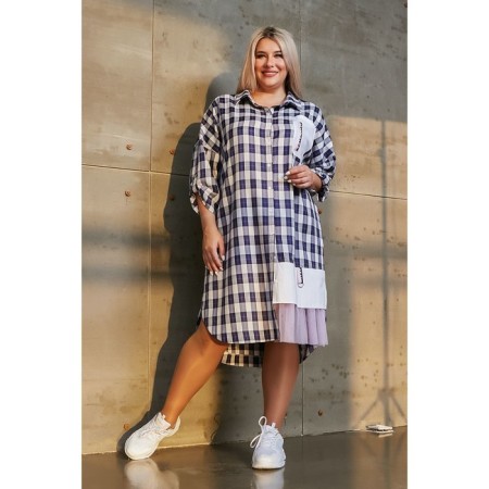 Dress shirt female luxury plus, size 56, blue color