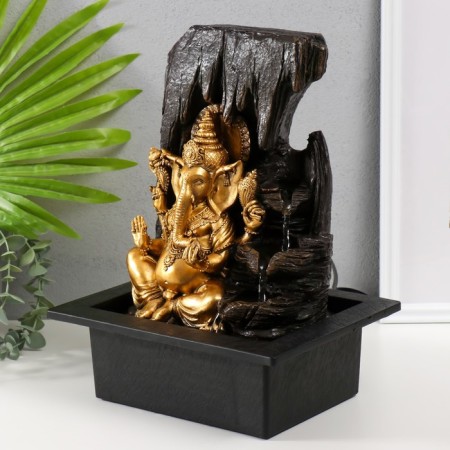 The desktop fountain from the network, the backlight "Golden Ganesh in the Grotto" 25x20x33 cm-2