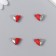 Magnetic metal lock "heart" red and silver 2 pcs 1.2x1.2 cm