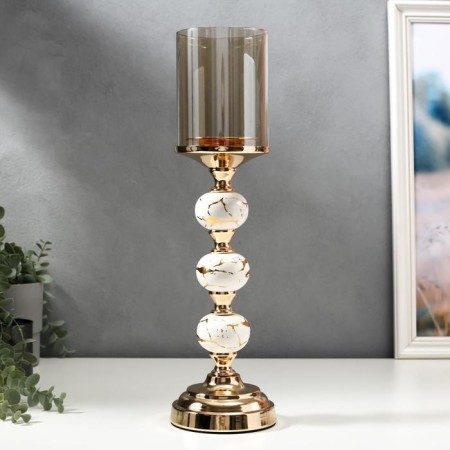 Summary Metal for 1 candle "Marble balls with gold" 41.5x11.5x11.5 cm