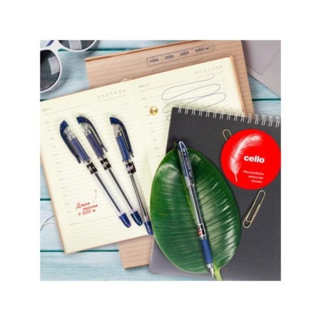 Balloon handle Cello Maxriter XS, node 0.7 mm, rubber emphasis, blue ink, transparent body-4