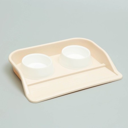 MISKS WITH BOOK "Felix" 0.3 l, 41 x 30 x 6 cm, beige tray, white bowls